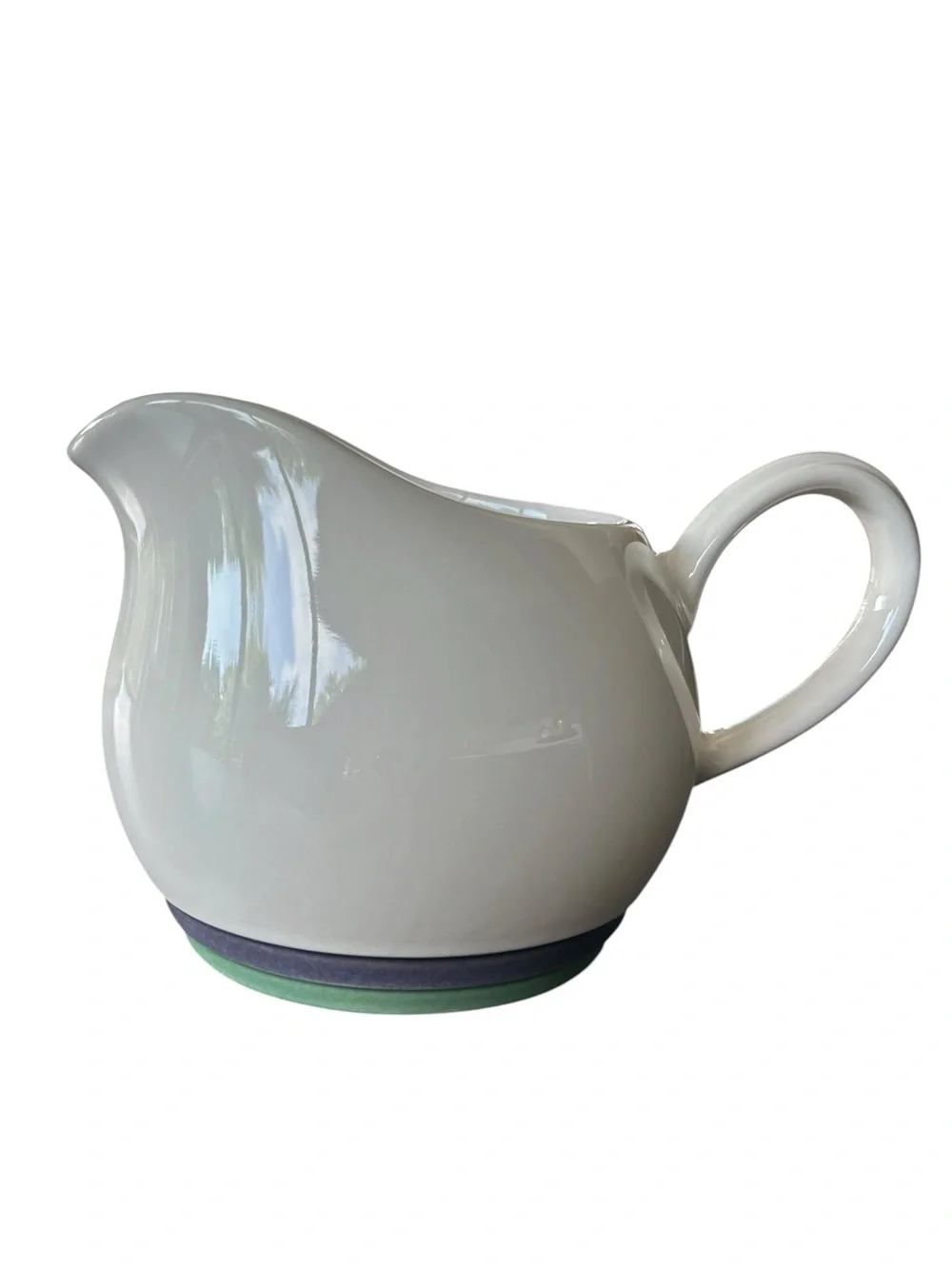 PFALTZGRAFF Vintage Ocean Breeze Gravy Boat Stoneware White with Green Navy Rim